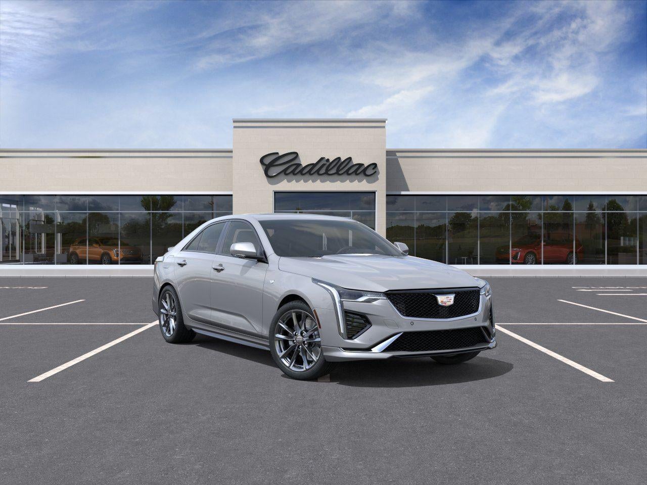 2026 Cadillac CT4 Sport in Argent Silver Metallic — front three-quarter view
