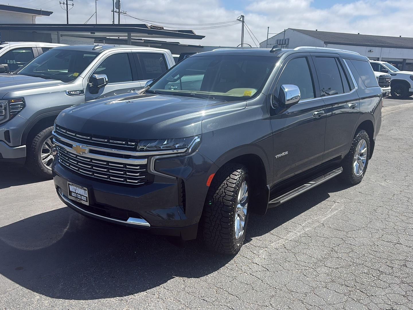 2022 Chevrolet Tahoe Premier in Evergreen Gray Metallic — front three-quarter view