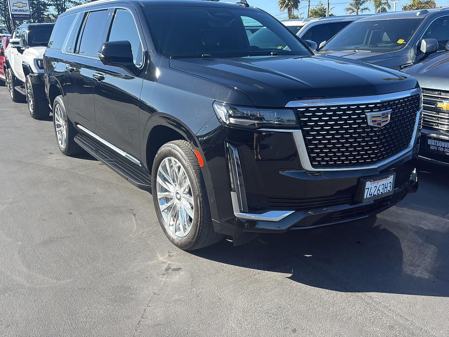 2023 Cadillac Escalade ESV Premium Luxury in Black Raven — front three-quarter view