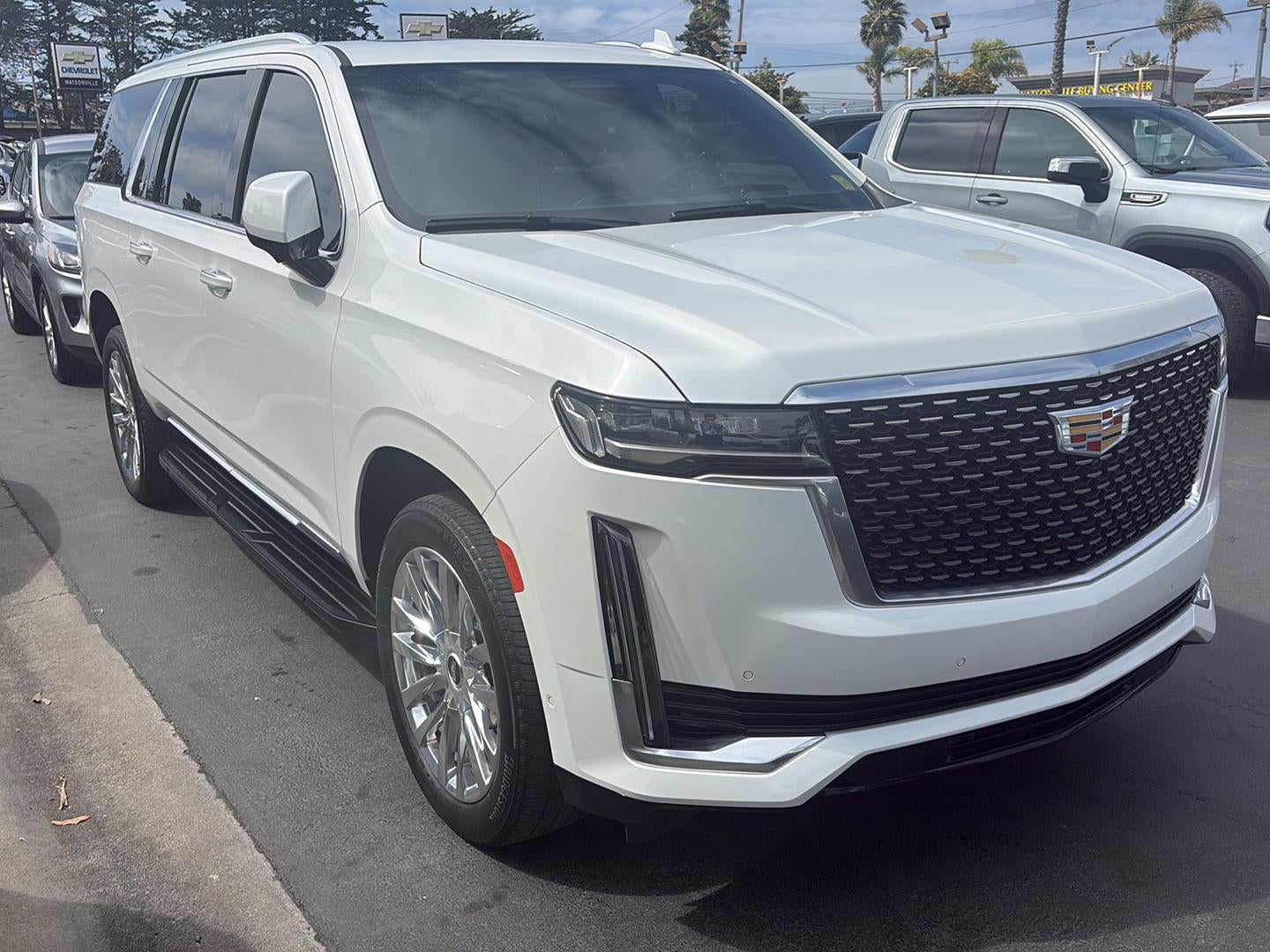 2022 Cadillac Escalade ESV Premium Luxury in Crystal White Tricoat — front three-quarter view