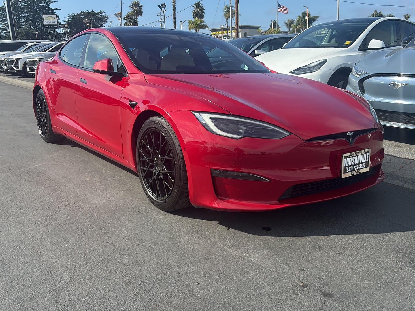 2022 Tesla Model S Base in Red — front three-quarter view